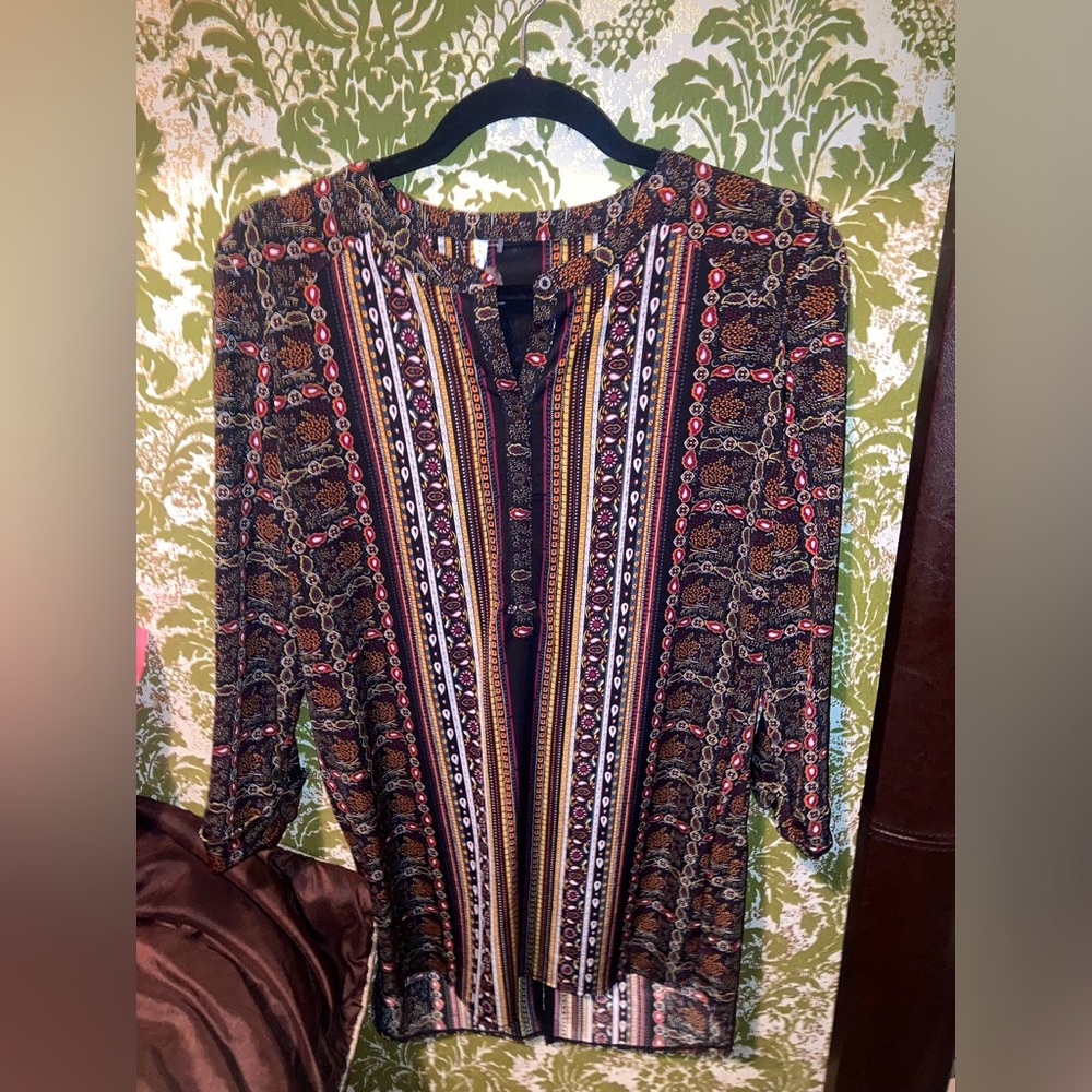 (US10) Vintage Boho-inspired blouse